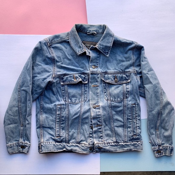 Eddie Bauer Mens Jean Jacket Size Small Denim Winter Vintage Distressed Trucker - Picture 1 of 9